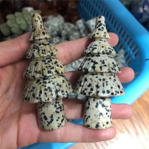1PC Natural Quartz Crystal Carving Christmas Tree Statue Healing Crystal Christmas Craft Gift Home DIY Decoration