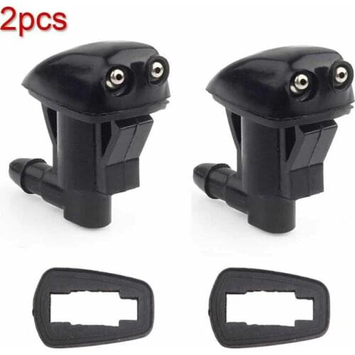 2pcs Universal Dual-hole Front Windshield Wiper Nozzle Black Auto Car Front Windshield Washer Wiper Spray Nozzle Set New