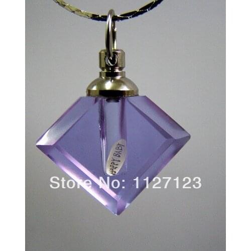 25pcs/lot purple Flat prismatic Rice vials pendants rice vial pendant perfume empty glass bottle glass spray perfume bottl