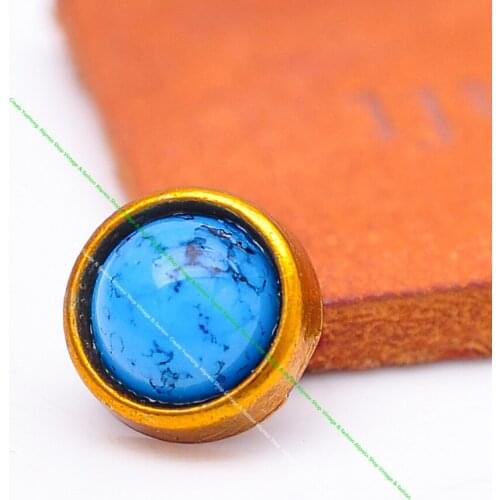 30pc 10mm Blue Turquoise Beads Cone Rivet Stud Fastener Concho Rivetback For Leathercraft Wallet Keyring Belt Pet Collar Decor