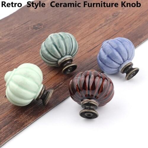 American retro old style ceramic kitchen cabinet dresser door handle Bronze coffe green blue drawer shoe cabinet cupboard knob