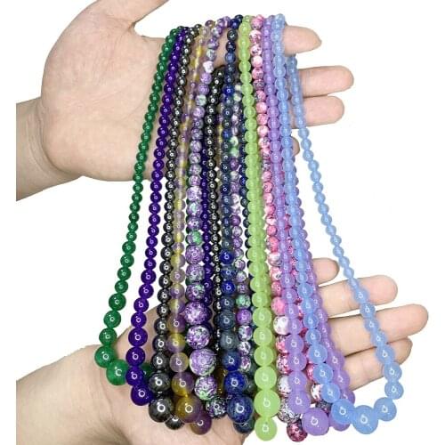 Short Chain Necklace for Women Stone Quartzs Hematite Opal Amethysts Lapis Lazuli Pearl Coral Round Beads Choker Clavicle 45cm