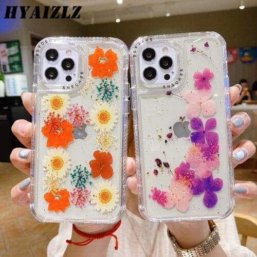 Phone Cases for iPhone 12 11 Pro Max XR XS SE 2020 6 7 8 Plus Back Covers Shockproof Bumper Armor Protective Artificial Flower