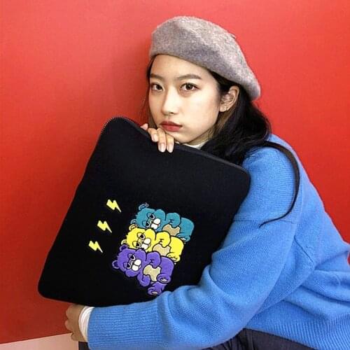 2021 New Bear Tablet Case Laptop Bag For Mac Ipad Pro 9.7 11 12 13Inch Cartoon Lightning Bear Korean Ins Sleeve Inner Bag Pouch