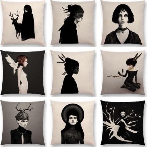 Black White Style Wonder Girl Elegant Lady Miracle Beauty Portrait Noble Mind Gorgeous Ideas Beautiful Cushion Cover Pillow Case