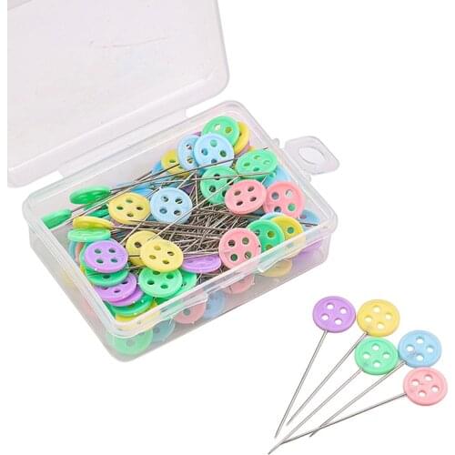 100pcs/Box Dressmaking Pins Button Head Patchwork Needle Pins Positioning Pins Apparel Sewing Accessories Tool Needles