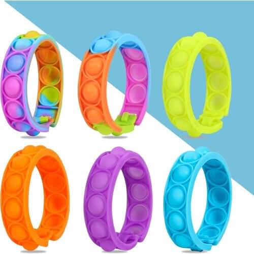 Fidget Toys For Children Push Bubble Dimple Bracelet Decompression Toy Adults Anti Stress Reliever Sensory Toy Kids Gift