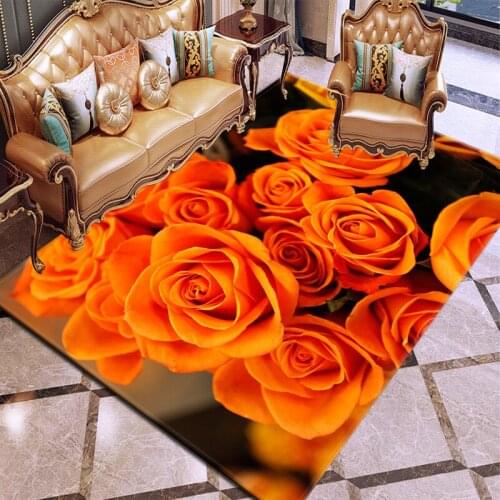 3D Printing Carpet Rose Flower Rug Multicolor Pink Red Wedding Carpet Antislip Kids Living Room Carpet Large Girls Room Mat Home