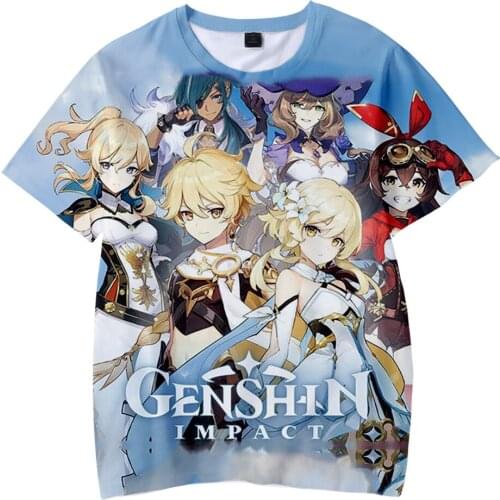 Hot Game Genshin Impact Tshirts Print 3D Kids T-shirts Summer Short Sleeve Fashion Hip Hop Cool Streetwear Pullovers Tops