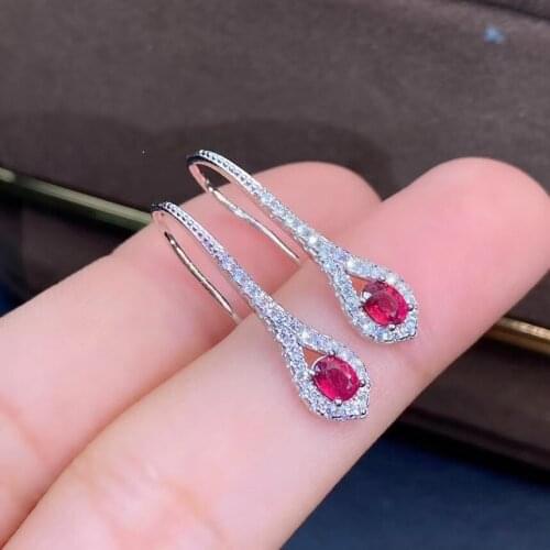 Best Gift Real Natural Ruby Earring Natural And Real 925 sterling silver Ruby Earring Fashion