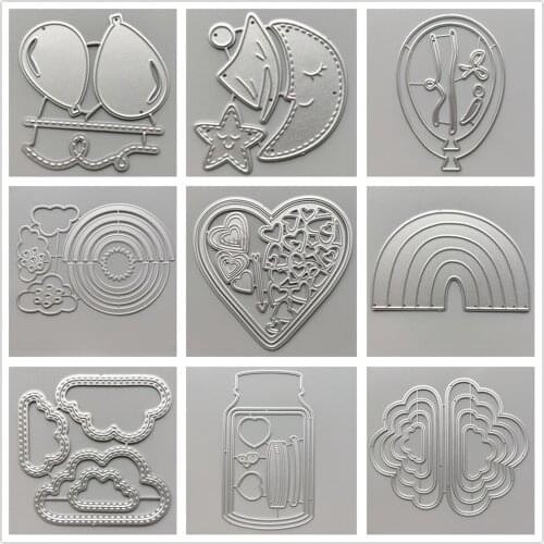 23 Styles) 2021 Rainbow Clouds Metal Cutting Dies DIY Scrapbooking Paper Crafts Mould Punch Love Balloon Embossing Stencils