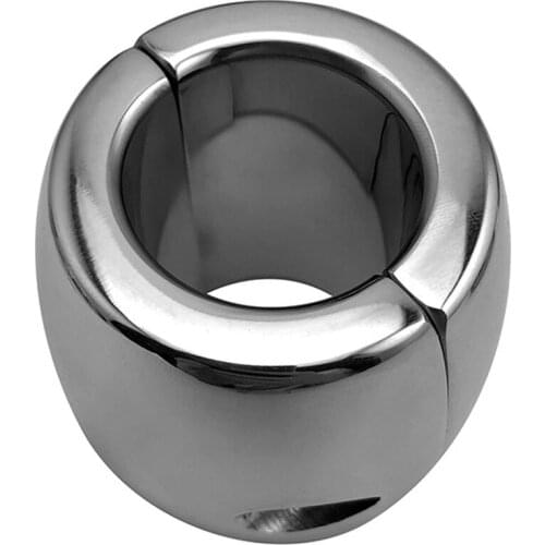 Metal Bondage Lock Cock Ring Magnet Penis Ring For Men Weight Stainless Steel Scrotum Ball Stretchers Delay Ejaculation Sex Toys