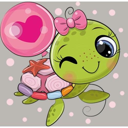 Cute Turtle Patch Iron On Vinyl Tops Appliqued Heat Transfer Fashion Diy Patch Washable Stickers