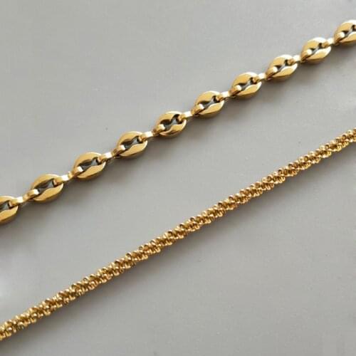 RHYSONG Fashion Jewelry New Unisex Hip Hop Oval Pig Nose Coffee Bean WomenNecklace Simple Gold Plated Clavicle Chain XL200