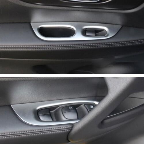 4pcs Car Interior Door Armrest Window Lift Button Switch Frame Trim Cover Sticker For Nissan X-trail 2014-2017 Styling