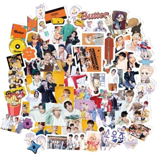 KPOP Stars Stickers Bangtan Boys Stickers Album Butter 8th Anniversary Cute Photos Toys Stickers Skateboard Suitcase Laptop