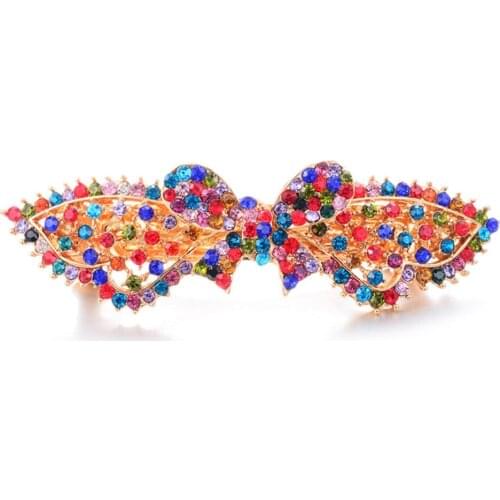 Charms Rhinestone Crystal Butterfly Barrettes Ornaments Gold Hair Clip Hairpin Wedding Hair Accessories Women Girls Hair Jewelry