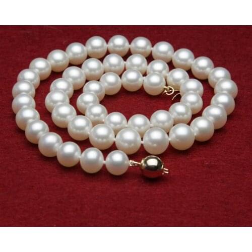 AAA+ 9-10 mm 14K white fresh water pearls necklace 18"