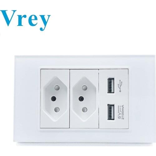 VR Brazil Dual Port Socket Dual USB charging tempered glass panel