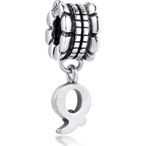 Fits for Pandora Charms Bracelets Letter Q Beads 100% 925 Sterling Silver Jewelry Free Shipping