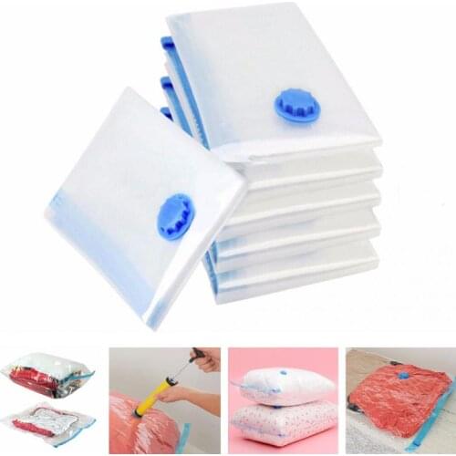 4pcs Vacuum Bag Valve Transparent Border Foldable Compressed Organizer Travel Home Clothes Storage Bag Space Saving Seal Bags