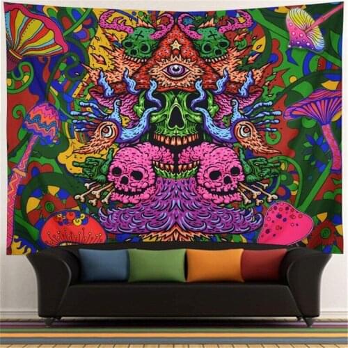 Psychedelic Arbic Tapestry Wall Hanging For Room Decor Background Witchcraft Magical Fantasy Hippie Skull Pattern Wall Tapestry