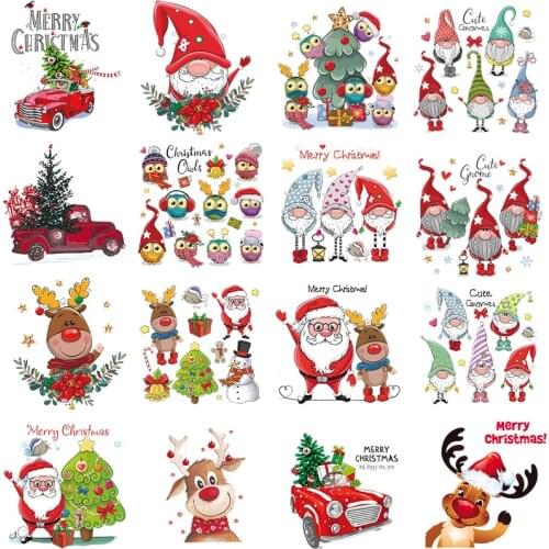 Small Size Christmas Patches Cute Deer Owls Transfers A-Level Washable Vinyl Diy Thermal Press Hoodies Tops Patches For Clothing