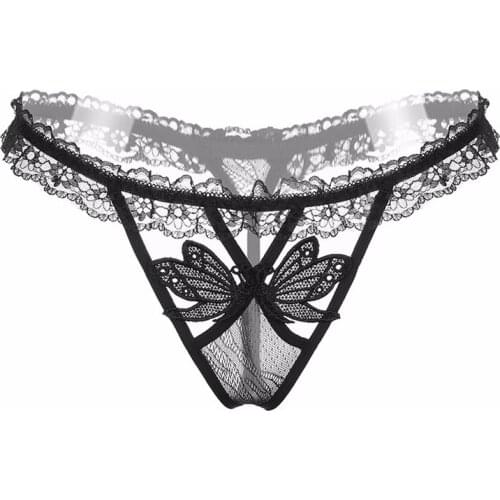 Sexy Womens Underwear Transparent Lace Tanga Sexy Panties Temptation Low-waist Hollow T trousers Erotic Lingerie Lace t-back
