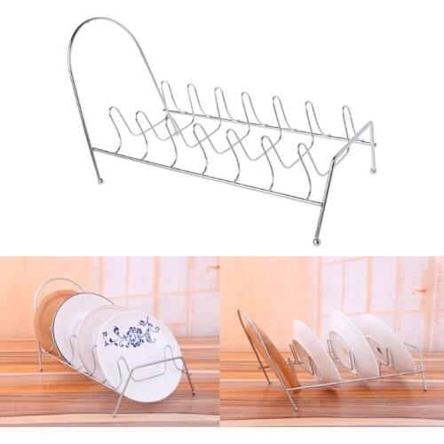 Plate Organizer 8 Slots Chrome Plated Dish Racks Countertop Drying Stand