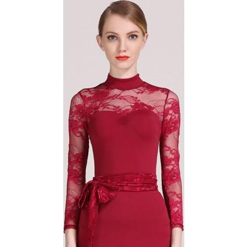 Lace Latina Dance Top See Through Latin Dance Clothes Women Salsa Practice Costume Ballroom Competition Wear Dancer OutfitJL1114