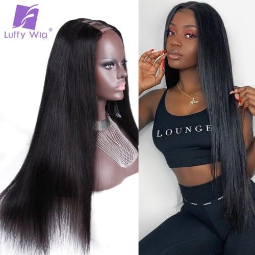 U Part Wig Straight Human Hair 180 Density 200 Density 1x4inch 2x4inch U Open Size Remy Brazilian Wigs For Black Women LUFFY
