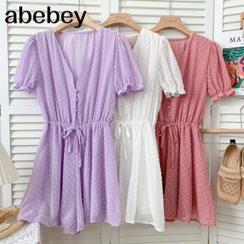 2021 New Summer Fashion versatile V-neck puff sleeve Rompers single breasted waist bandage Chiffon wide leg Rompers