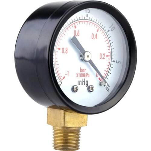 Vacuum Pressure Measure Gauge For Air Compressor Water Oil Gas 1/4" NPT Lower Mount Pressure Measuring Instruments