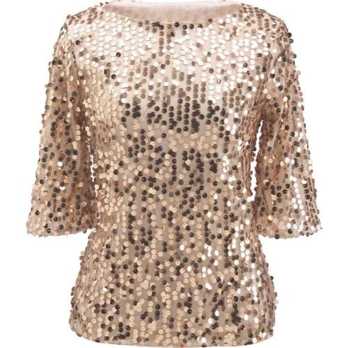 2018 Runway Sexy Sequined Blouse Shirt Short Sleeve Vintage Blouse Top Women Tunic High Street Wear Clothes Plus Size Blusas