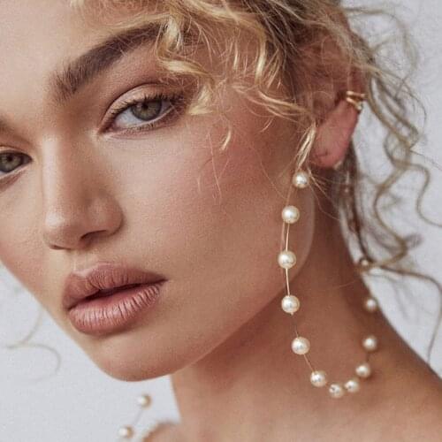 Big Simulated Pearl Earrings 2020 For Women Lover Geometric Round Stud Earring Korean Statement Jewelry