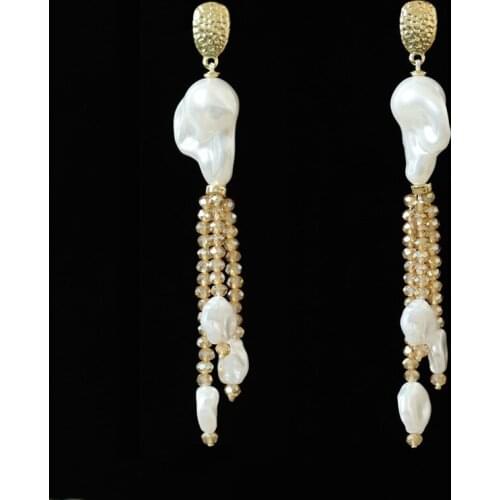 Earrings Women 2021 New Fashion Crystal Tassel Unusual Costume Jewelry Irregular Imitation Pearl Long Earrings Female Gifts