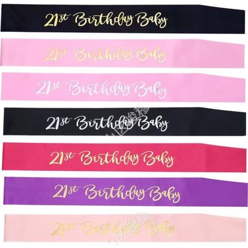1 Pcs 21st Birthday Baby Letter Cloth Sash 21 Year Old Birthday Party Sash For Women Girls Happy Birthday Party Decor