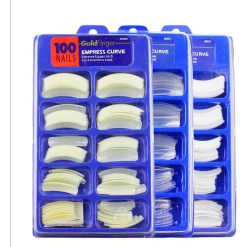 100pcs 45mm Long False Nails Case Set French Clear Acrilic Artificial Fake Half Full Cover White Natural Skin Tips Glue