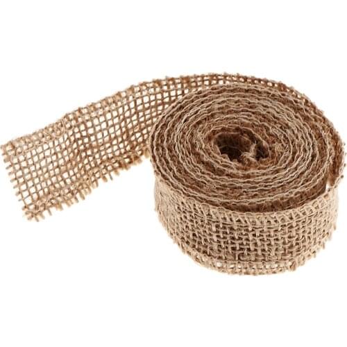 2 Meters Natural Rustic Jute Burlap Hessian Ribbon for Wedding Party Decoration 2.5cm Wide