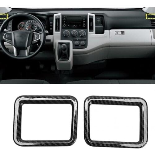 2Pcs Front Upper Dashboard Side Vent Frame Cover Carbon Fiber Texture Fit for Toyota HiAce 2019 ABS Material car accessories