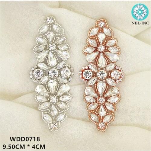 30PCS) Wholesale handmade beaded sewing rhinestone applique patch iron on for dresses WDD0718