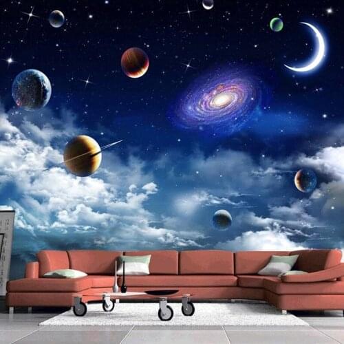 Custom Universe Starry Sky 3D Photo Wallpaper Living Room Bedroom TV Background Ceiling Decoration Wall Mural Papel De Parede