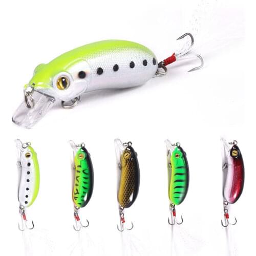 6cm 10g Fishing Lures Minnow Crank Bait Crankbait Bass Baits Black Hook Tied with Feathers Wobblers Fishing Jigging Pesca