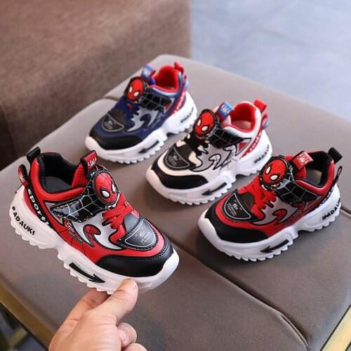 Childrens Sneakers Spiderman Kids Casual Shoes Girl Boy Sports Shoes Autumn Winter PU Leather Plus Welvet Baby Toddler Sneakers