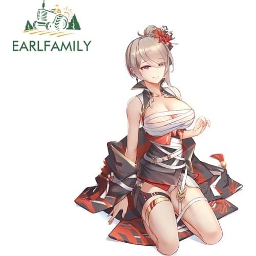 EARLFAMILY 13cm x 9.6cm for Honkai Impact 3 Sexy Boobs Girl Car Stickers Vinyl Car Wrap Motorcycle Helmet Waterproof 3D Graphics