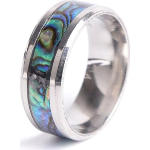 Classic Men Charm Ring Fashion 8mm Stainless Steel Shell Ring Wedding Engagement Jewelry For Male Party Best Gift