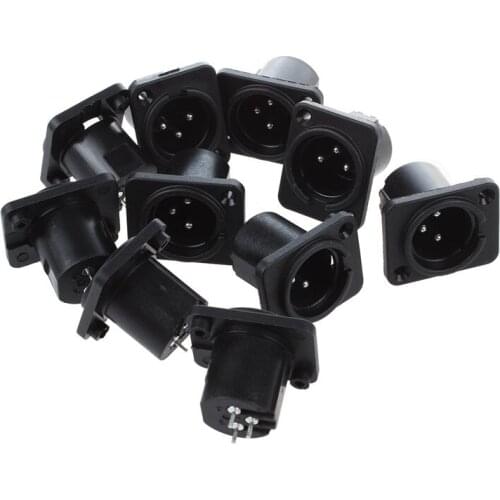 XLR Male Plug Straight Terminal Panel Mounted Connector 10 Pieces
