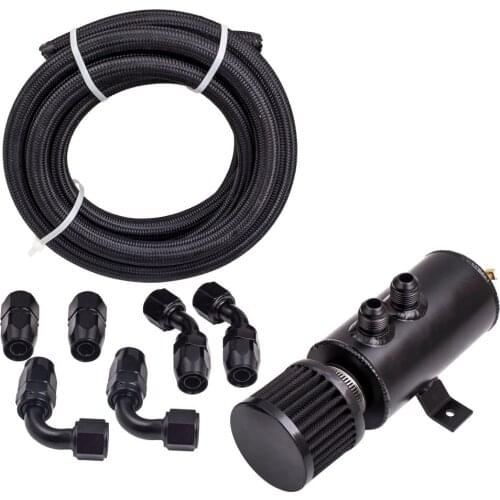 Aluminum Baffled Motor Engine Oil Catch Can 0.75L with Hose Kit AN10