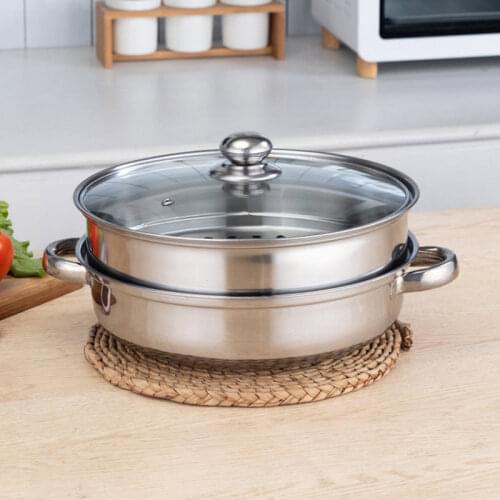Multifunctional Double-layer Soup Steamer 28cm Stainless Steel Steamer Multi-Layer Steaming Pot Gift Soup Pot
