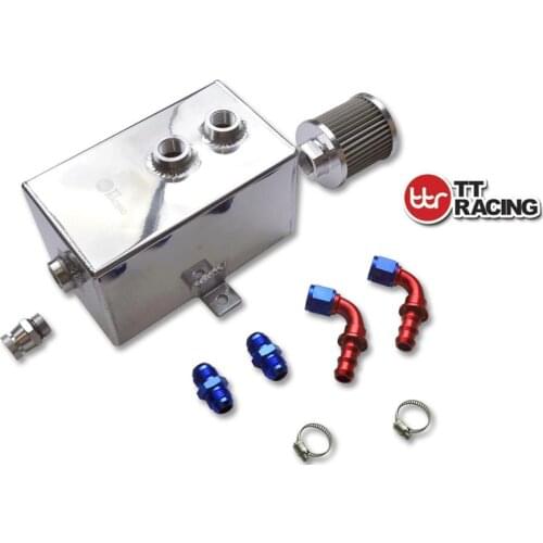 3L_OT_PO_KIT - Polished Aluminium Oil Breather Catch Can Tank Kit 3L AN10 Filter Drain W/Fittings